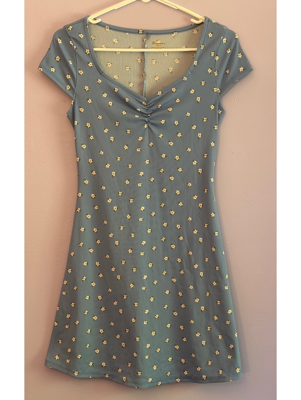 No Boundaries Blue Floral Short Sleeve Mini Dress XS